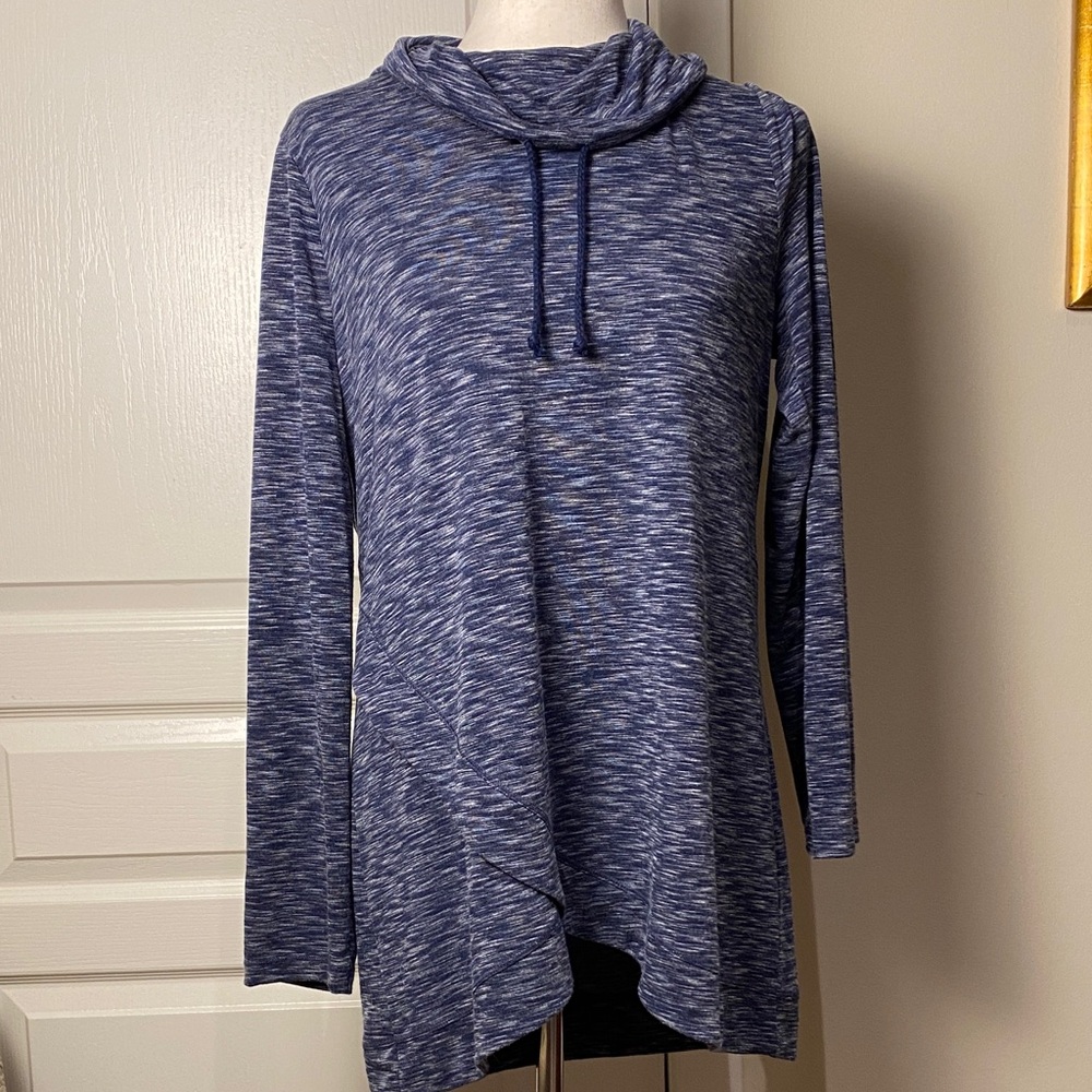 Chico's Blue Heather Cowl Neck Sweatshirt, Size 1 (M)
